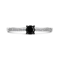 Sterling Silver Black 0.23CTW Diamond Ring