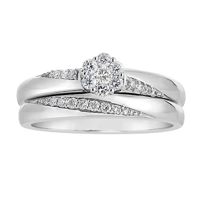 10K White Gold 0.25CTW Diamond Bridal Set