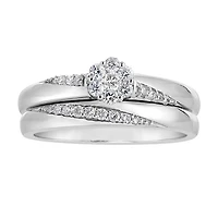 10K White Gold 0.25CTW Diamond Bridal Set