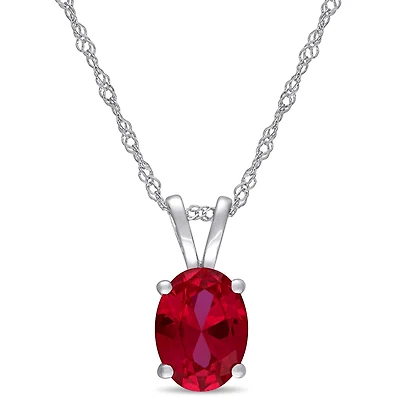 Julianna B 10k White Gold Created Ruby Pendant