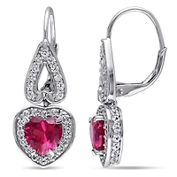 Julianna B Sterling Silver Created Ruby & White Sapphire Earrings