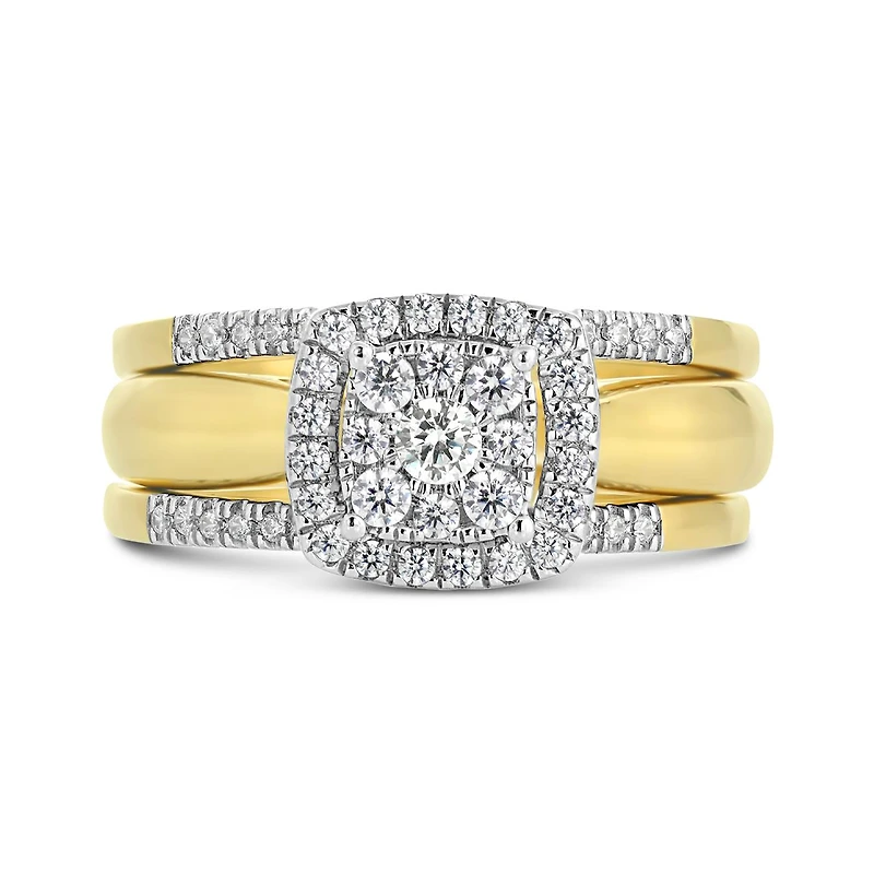 10K Yellow & White Gold 0.50CTW Three Piece Bridal Set