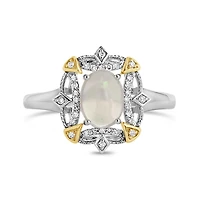 Sterling Silver with 10K Yellow Opal & 0.10CTW Diamond Ring