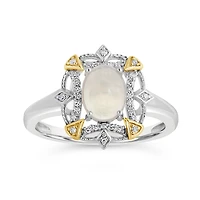 Sterling Silver with 10K Yellow Opal & 0.10CTW Diamond Ring