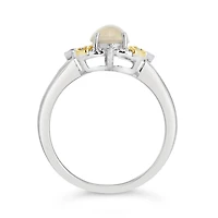 Sterling Silver with 10K Yellow Opal & 0.10CTW Diamond Ring