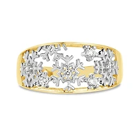 10K Yellow Gold Cubic Zirconia Snowflake Ring