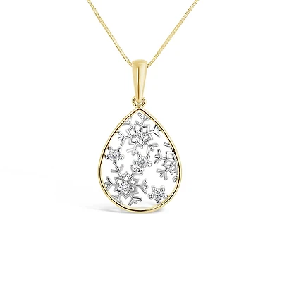 10K Yellow Gold Cubic Zirconia Snowflake Pendant