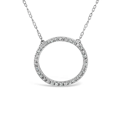 10K White Gold 0.10CTW Diamond Circle Pendant