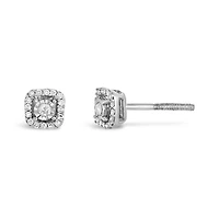 Sterling Silver 0.10CTW Diamond Cushion Studs