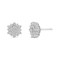 Sterling Silver 0.17CTW Diamond Snowflake Earrings
