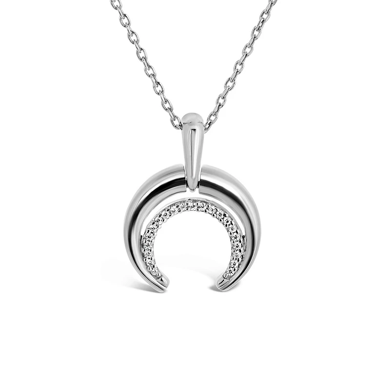 Sterling Silver 0.07CTW Diamond Moon Pendant
