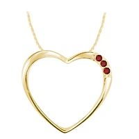 10K Yellow Gold Ruby Heart Pendant