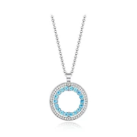 Sterling Silver Blue & White Topaz Circle Pendant