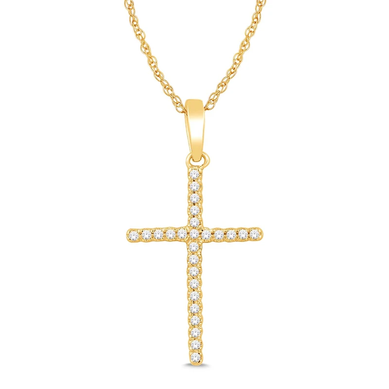 10K Yellow Gold 0.05CTW Diamond Cross Pendant