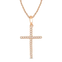 10K Rose Gold 0.05CTW Diamond Cross Pendant