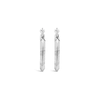 10K White Gold Diamond Cut Oval Hoop Earrings