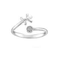 Sterling Silver Diamond Pisces Zodiac Ring - Size 7