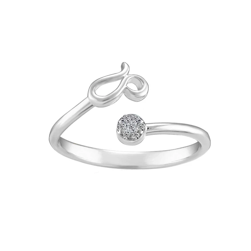 Sterling Silver Diamond Leo Zodiac Ring - Size 7