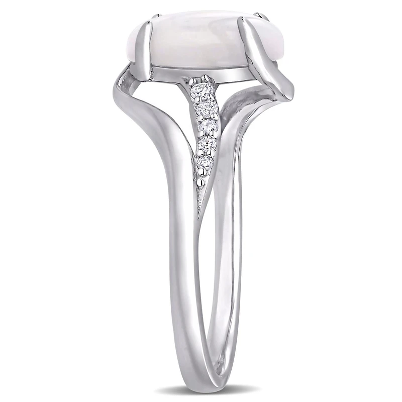 Julianna B Sterling Silver Opal & Diamond Ring