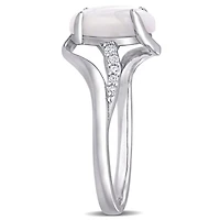 Julianna B Sterling Silver Opal & Diamond Ring