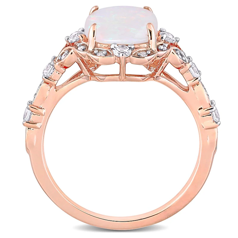Julianna B 10K Rose Gold Opal, White Sapphire & Diamond Ring