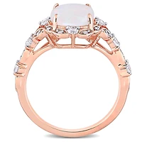 Julianna B 10K Rose Gold Opal, White Sapphire & Diamond Ring