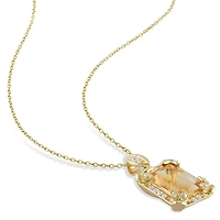 Julianna B Sterling Silver Yellow Plated Citrine & Diamond Pendant