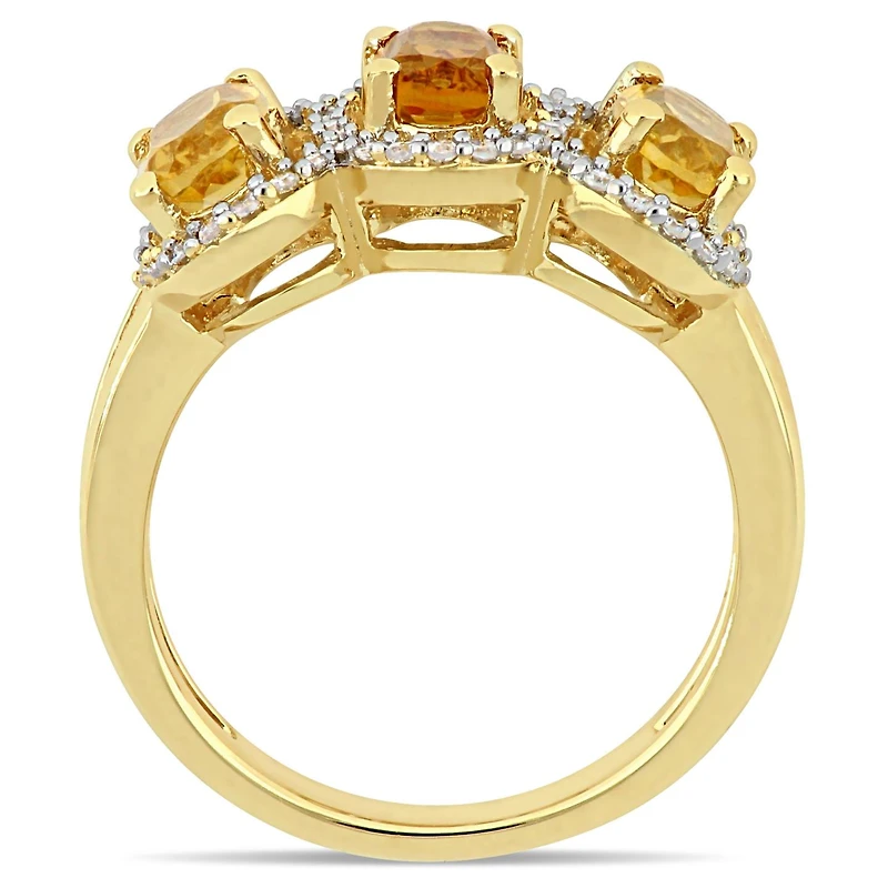 Julianna B Sterling Silver Yellow Plated Citrine & Diamond Ring
