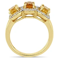 Julianna B Sterling Silver Yellow Plated Citrine & Diamond Ring
