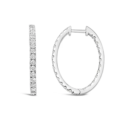 14K White Gold Lab Grown 2.00CTW Diamond Hoops