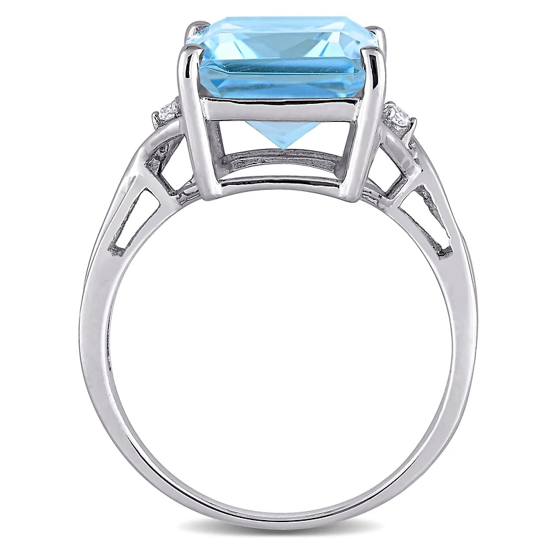 Julianna B Sterling Silver Sky Blue Topaz & White Topaz Ring