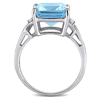 Julianna B Sterling Silver Sky Blue Topaz & White Topaz Ring