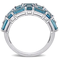 Julianna B 10K White Gold London Blue Topaz & 0.08CTW Diamond Ring