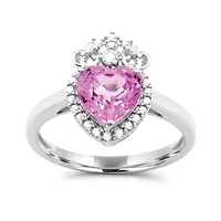 Sterling Silver Created Pink Sapphire & Created White Sapphire Ring