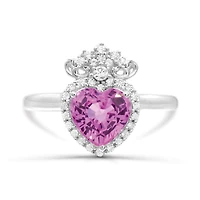 Sterling Silver Created Pink Sapphire & Created White Sapphire Ring