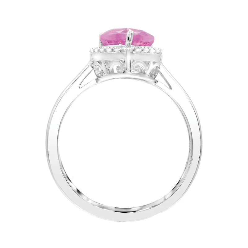 Sterling Silver Created Pink Sapphire & Created White Sapphire Ring