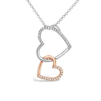 Sterling Silver Cubic Zirconia 19" Interlocking Heart Pendant