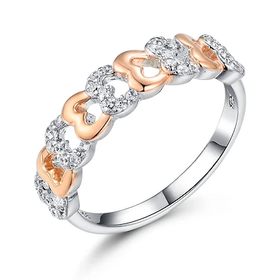 Sterling Silver Cubic Zirconia Multi Heart Ring