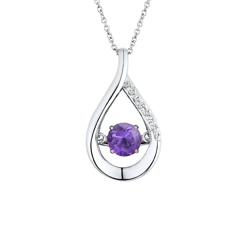Sterling Silver Amethyst & Cubic Zirconia Dancing Pendant