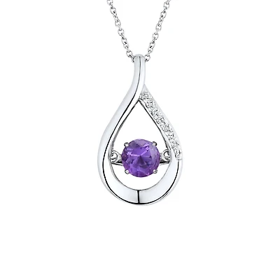Sterling Silver Amethyst & Cubic Zirconia Dancing Pendant