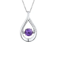 Sterling Silver Amethyst & Cubic Zirconia Dancing Pendant