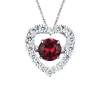 Sterling Silver Created Ruby & Cubic Zirconia Dancing Pendant