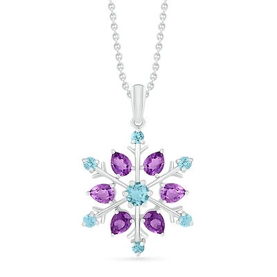Sterling Silver Amethyst & Blue Topaz Pendant