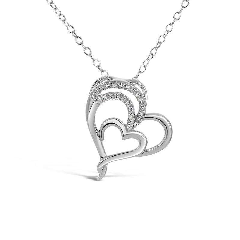 10K White Gold 0.04CTW Diamond Heart Pendant