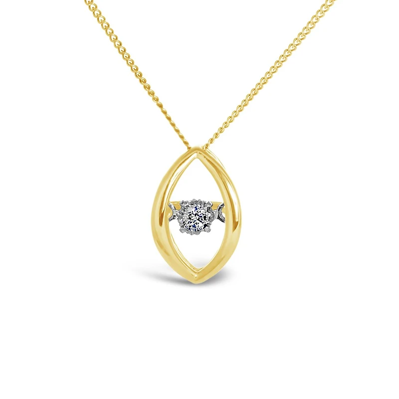 10K Yellow and White Gold 0.02CT Dancing Diamond Pendant