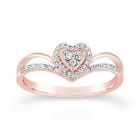 10K Rose Gold 0.10CTW Diamond Heart Ring