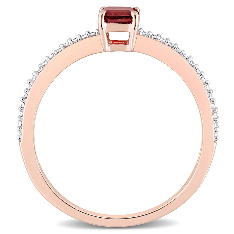 Julianna B 10K Rose Gold Garnet & 0.09CTW Diamond Ring