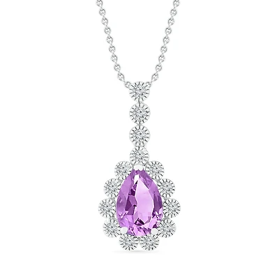 Sterling Silver Amethyst & Created White Sapphire Pendant