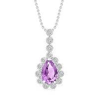 Sterling Silver Amethyst & Created White Sapphire Pendant