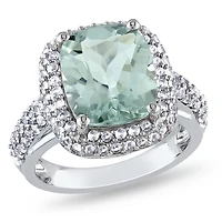 Julianna B Sterling Silver Green Quartz & Created White Sapphire Ring